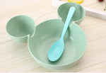 Rosiky Wheat straw baby feeding bowl kid's rice bowl with spoon cute dinner plate children baby cartoon food tableware