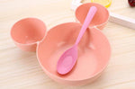 Rosiky Wheat straw baby feeding bowl kid's rice bowl with spoon cute dinner plate children baby cartoon food tableware