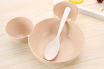 Rosiky Wheat straw baby feeding bowl kid's rice bowl with spoon cute dinner plate children baby cartoon food tableware