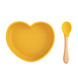 Baby Scution Dinner Hearts Plate Feeding Spoon Fork Waterproof Tableware BPA-Free Baby Silicone Dinner Plate Food Feeding Dishes