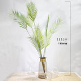 Multiple Green Artificial Palm Leaf Plastic Plants Garden Home Outdoor Decorations Scutellaria Tropical Tree Fake Plants