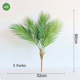 Multiple Green Artificial Palm Leaf Plastic Plants Garden Home Outdoor Decorations Scutellaria Tropical Tree Fake Plants