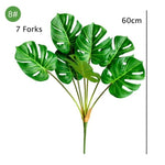 Multiple Green Artificial Palm Leaf Plastic Plants Garden Home Outdoor Decorations Scutellaria Tropical Tree Fake Plants