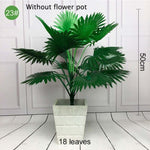 Multiple Green Artificial Palm Leaf Plastic Plants Garden Home Outdoor Decorations Scutellaria Tropical Tree Fake Plants