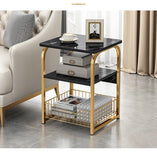 Tea Table End Table For Office Coffee Table Wood Square Marble Magazine Shelf Small Table Movable Bedroom Living Room Furniture