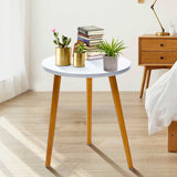 Round Nordic Wood Coffee Table Bed Sofa Side Table Movable Tea Fruit Snack End Table Small Desk Living Room Furniture 35 x 42 cm