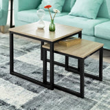 2Pcs Square Table Wood Nordic Coffee Table Modern Removable Sofa Side Table Living Room Furniture Large Small Coffee Table HWC