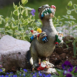 Garden Gnome Statues Outdoor Decor, Dinosaur Eating Gnomes Garden Decor Garden Ornaments Handicraft Flower Pot Accessories