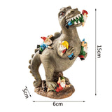 Garden Gnome Statues Outdoor Decor, Dinosaur Eating Gnomes Garden Decor Garden Ornaments Handicraft Flower Pot Accessories