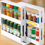 2-Layer Rotating Storage Cabinet Push-Pull Multifunctional Food Box Seasoning Storage Box Rotating Seasoning Rack Kitchen Tools