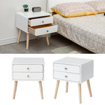 1pcs 42*32*50cm Wood Two Drawers Nordic Minimalist Bedside Table Modern Nightstands Bedside Table Cabinet Bedroom Furniture HWC