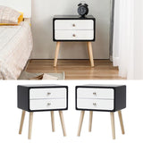 1pcs 42*32*50cm Wood Two Drawers Nordic Minimalist Bedside Table Modern Nightstands Bedside Table Cabinet Bedroom Furniture HWC