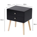 1pcs 42*32*50cm Wood Two Drawers Nordic Minimalist Bedside Table Modern Nightstands Bedside Table Cabinet Bedroom Furniture HWC