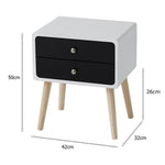 1pcs 42*32*50cm Wood Two Drawers Nordic Minimalist Bedside Table Modern Nightstands Bedside Table Cabinet Bedroom Furniture HWC