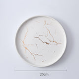 Marble Ceramic Plate Black Striped Round Steak Dinner Plates Kitchen Utensils Porcelain  Creative Nordic Dessert Snack Dishes