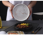 Marble Ceramic Plate Black Striped Round Steak Dinner Plates Kitchen Utensils Porcelain  Creative Nordic Dessert Snack Dishes