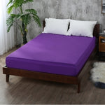 Solid Polyester Fitted Sheet Mattress Cover with all around Elastic Rubber Band Bed Sheets