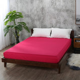 Solid Polyester Fitted Sheet Mattress Cover with all around Elastic Rubber Band Bed Sheets