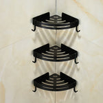 Bathroom Toilet Shelf Wall Shelf Triangle Shower Storage Rack Bath Shampoo Wall-Free Punching Black Aluminum Toilet Corner Shelf