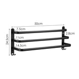 Towel Hanger Wall Mounted 50 CM Towel Rack Bathroom Save Space Aluminum Towel Multilayer Bar Rail Matte Matte Black Towel Holder