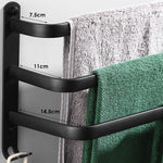 Towel Hanger Wall Mounted 50 CM Towel Rack Bathroom Save Space Aluminum Towel Multilayer Bar Rail Matte Matte Black Towel Holder