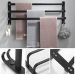 Towel Hanger Wall Mounted 50 CM Towel Rack Bathroom Save Space Aluminum Towel Multilayer Bar Rail Matte Matte Black Towel Holder