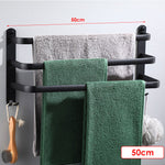 Towel Hanger Wall Mounted 50 CM Towel Rack Bathroom Save Space Aluminum Towel Multilayer Bar Rail Matte Matte Black Towel Holder