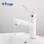 FRAP Innovative Basin Faucet White Spray Paint Bathroom Mixer Single Handle Basin Faucet Home Bath Cold And Hot Water TapF1044-8